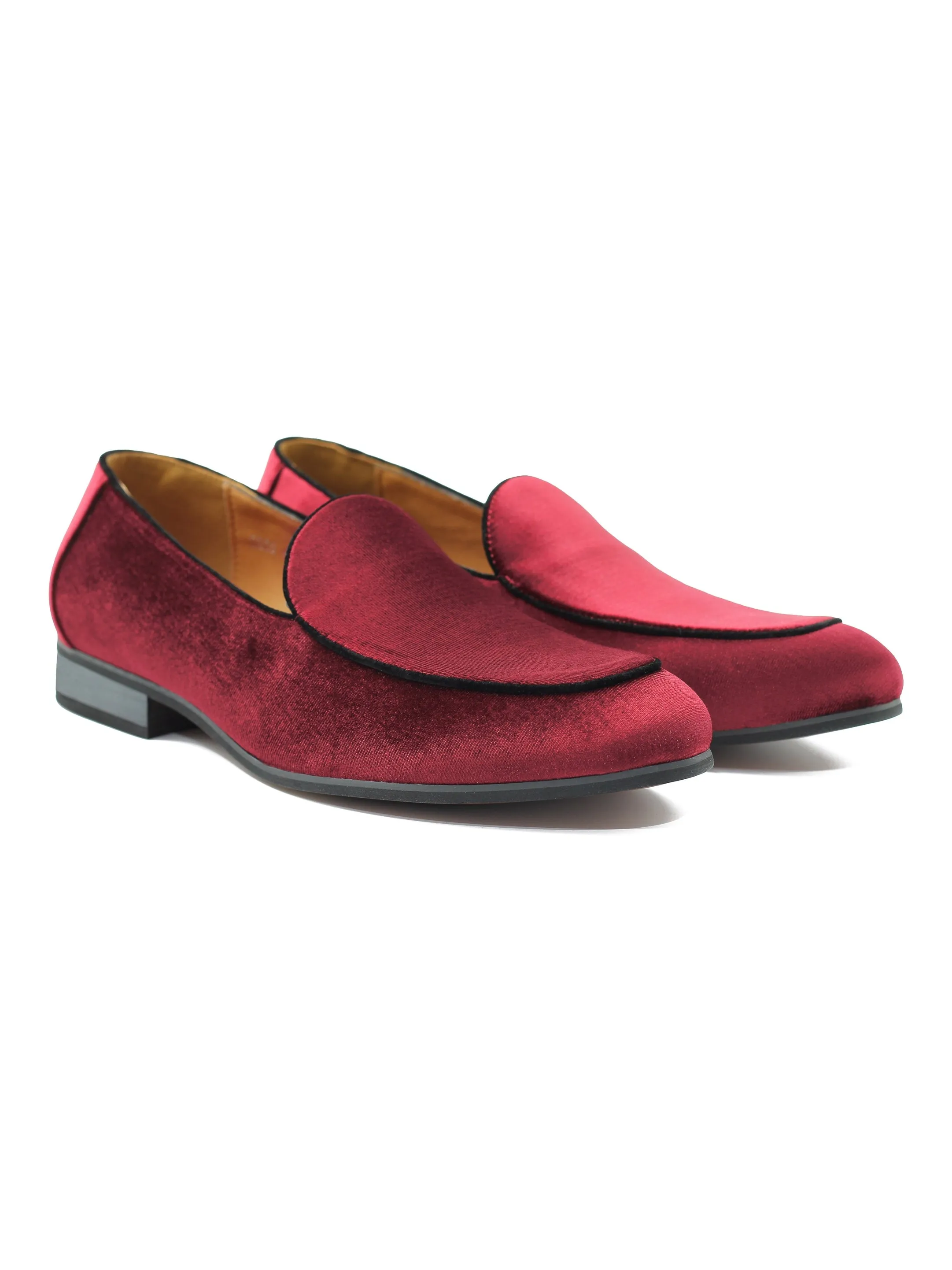 MAROON VELVET TUXEDO SLIPPERS