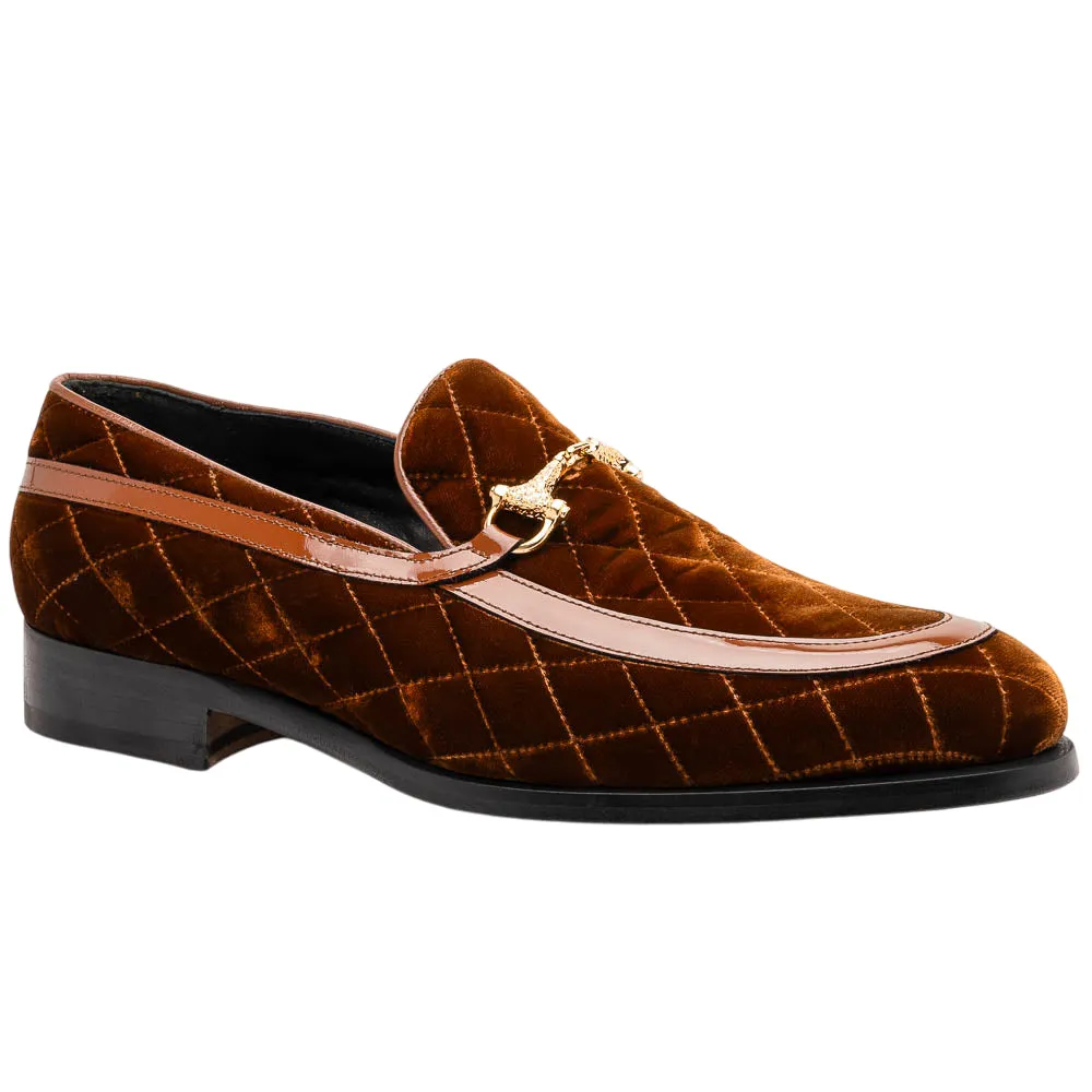 Mauri 3257-1 Patent/ Quilted Velvet Cognac