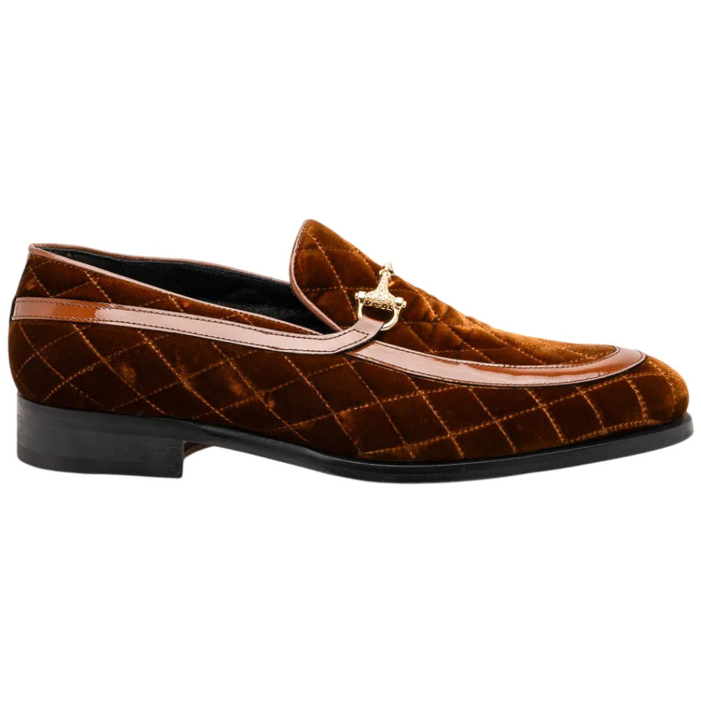 Mauri 3257-1 Patent/ Quilted Velvet Cognac