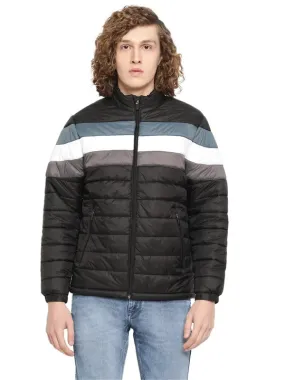 Mettle Men Black Striped Puffer Jacket