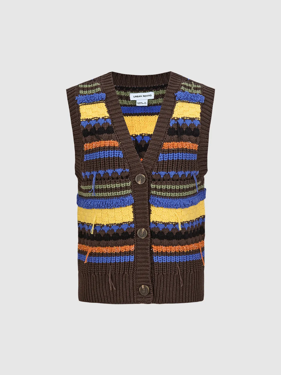 Multicolor Knitted Sleeveless Cardigans