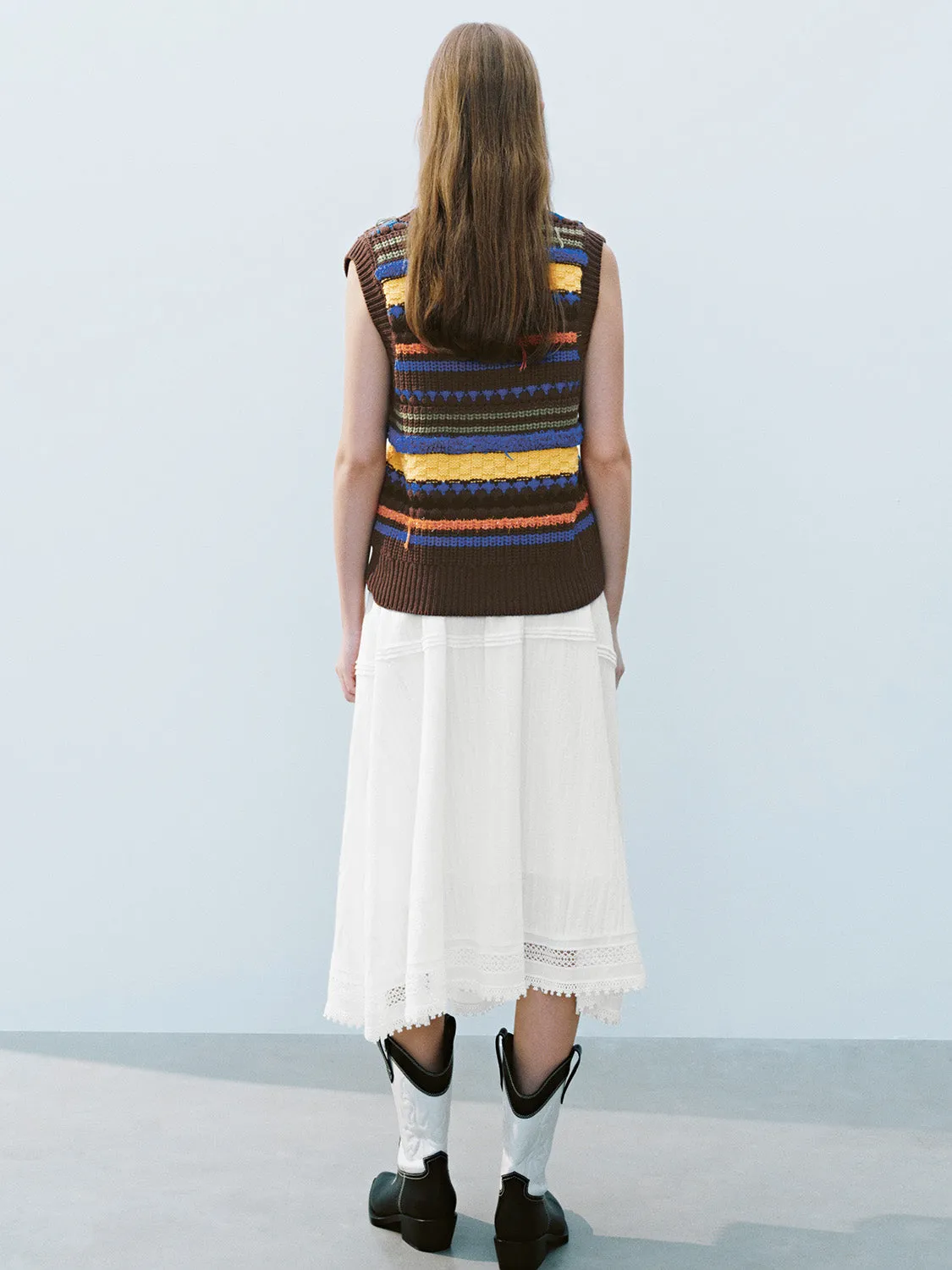 Multicolor Knitted Sleeveless Cardigans