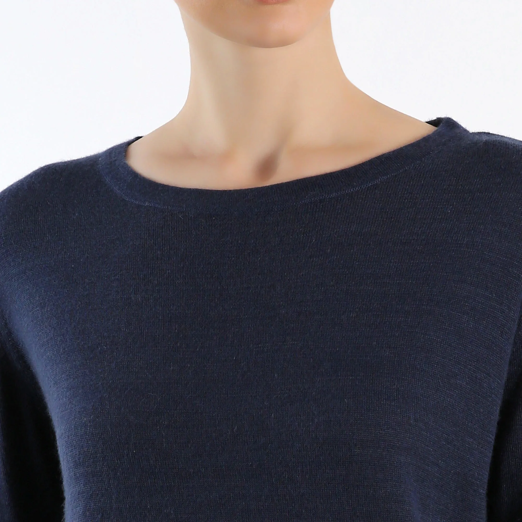 Navy crew-neckline Pure Cashmere tunic-fit Sweater