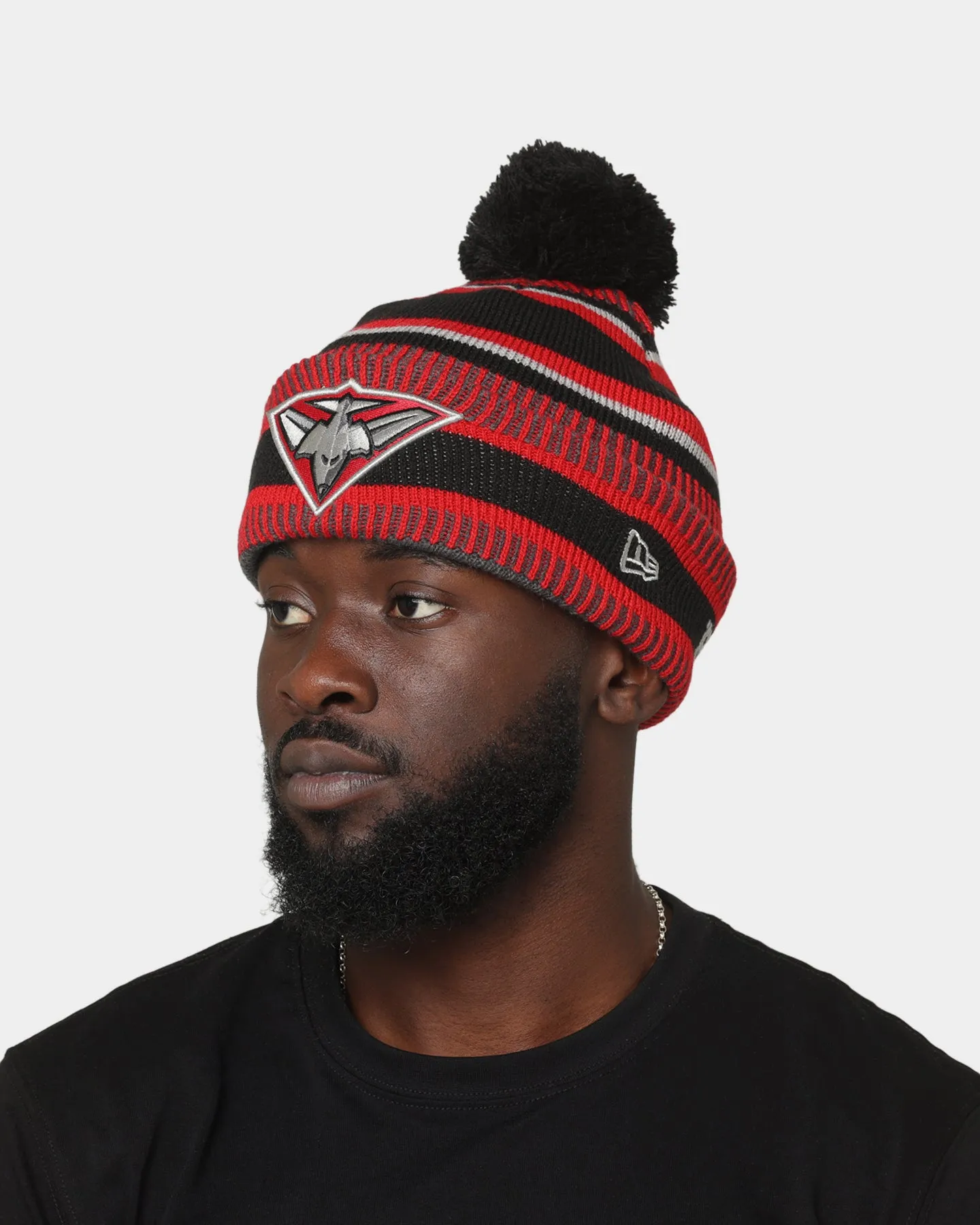 New Era Essendon Bombers AFL Opening Bounce 2022 Pom Wordmark Beanie Black