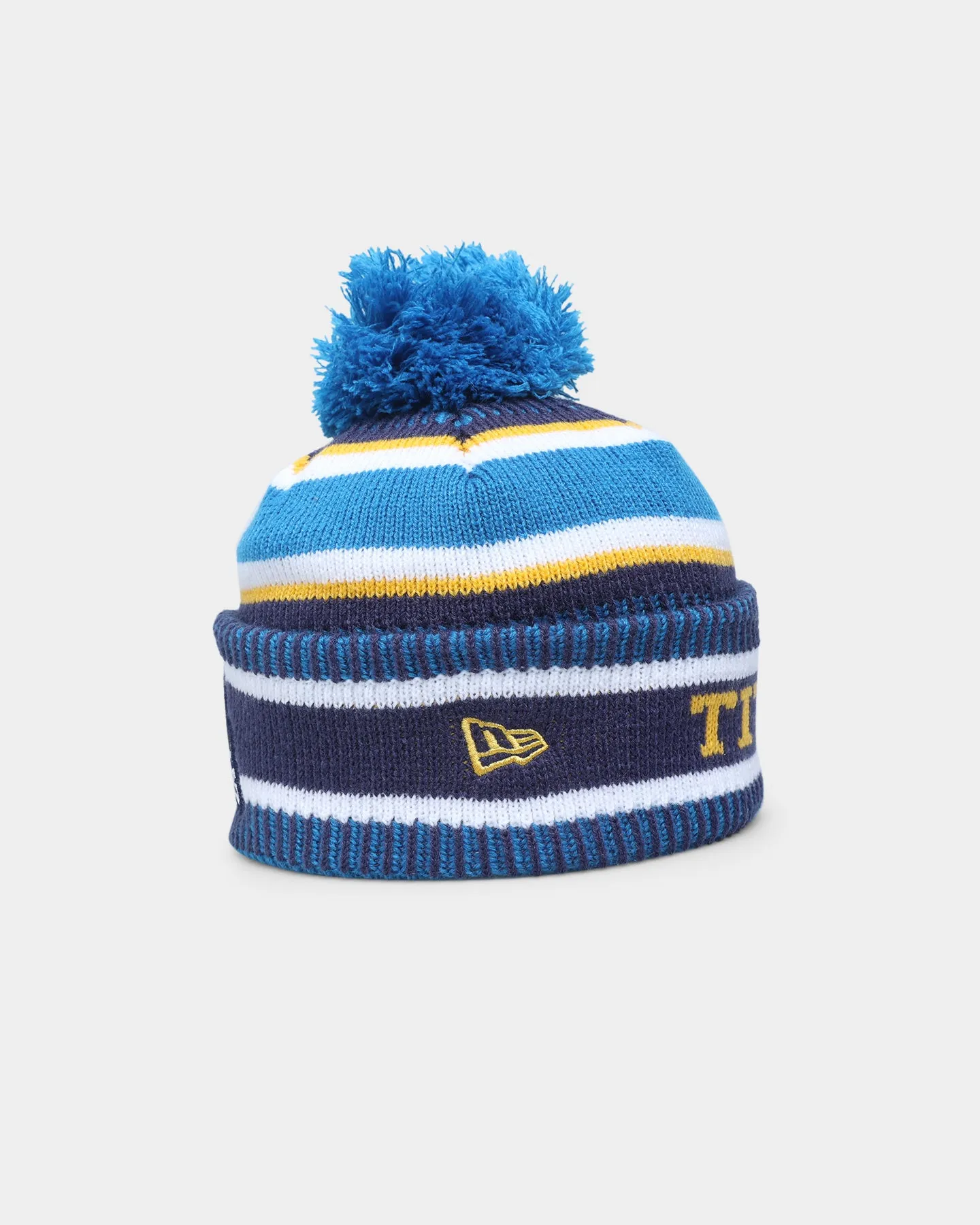 New Era Gold Coast Titans NRL Kick Off 2022 Pom Wordmark Beanie Medium Blue