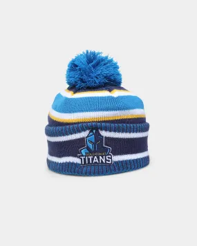 New Era Gold Coast Titans NRL Kick Off 2022 Pom Wordmark Beanie Medium Blue