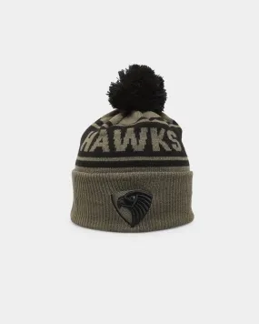 New Era Hawthorn Hawks 'AFL '22 Olive' Pom Knit Beanie Green