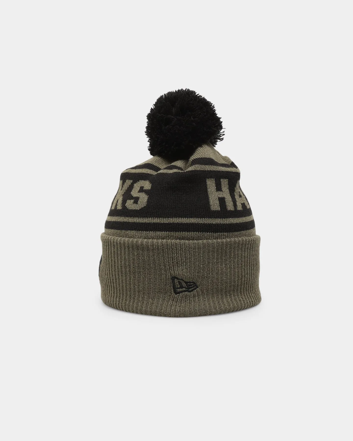 New Era Hawthorn Hawks 'AFL '22 Olive' Pom Knit Beanie Green