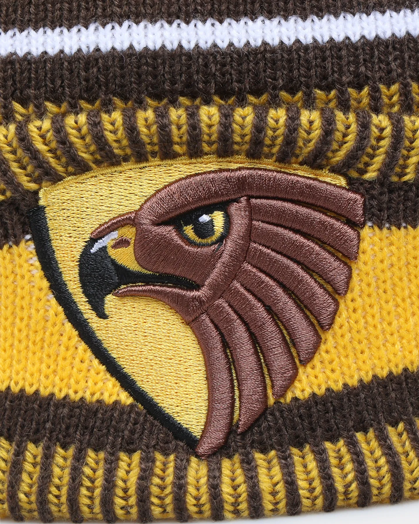 New Era Hawthorn Hawks AFL Opening Bounce 2022 Pom Wordmark Beanie Brown