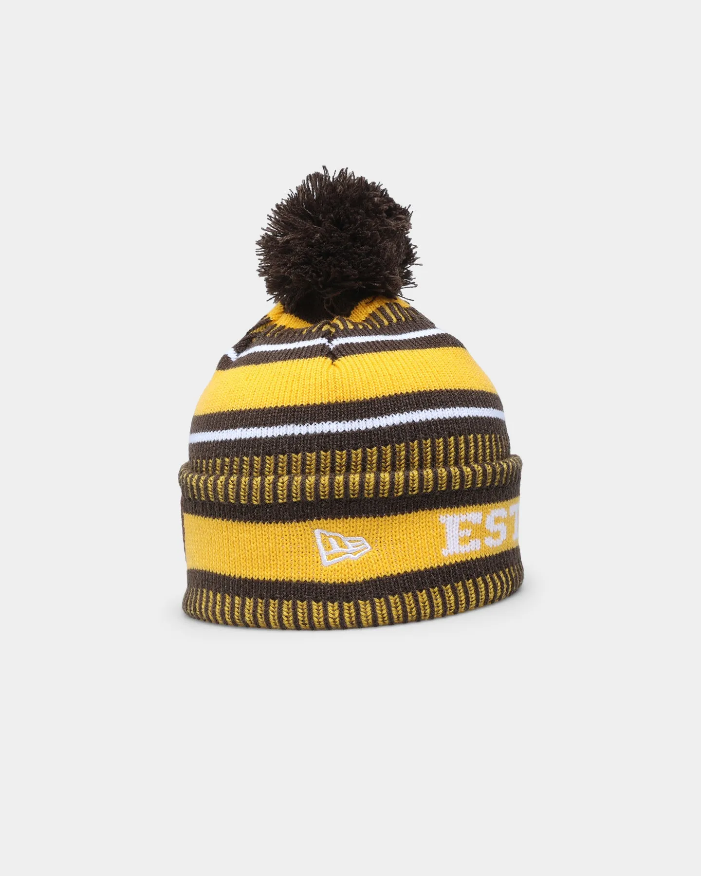 New Era Hawthorn Hawks AFL Opening Bounce 2022 Pom Wordmark Beanie Brown