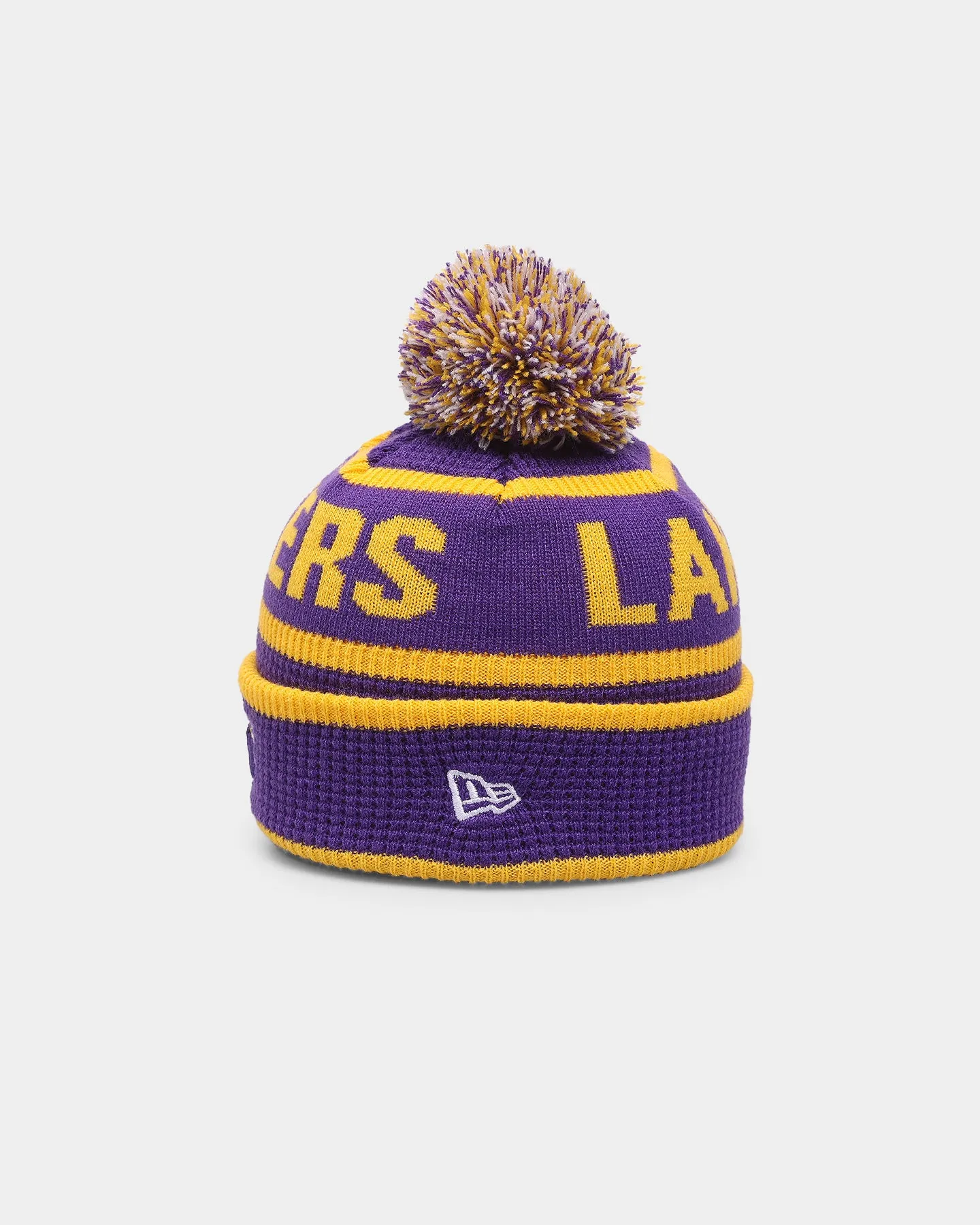 New Era Kids' Los Angeles Lakers Pom Waffle Knit Beanie Original Team Colours