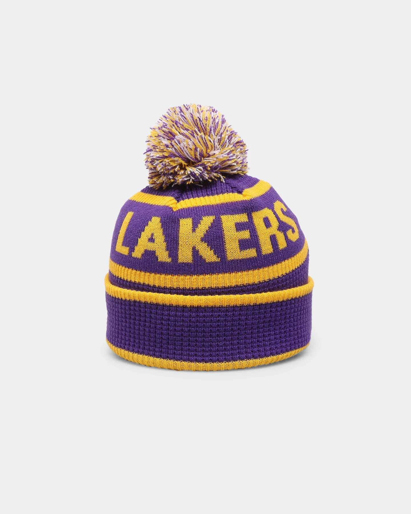 New Era Kids' Los Angeles Lakers Pom Waffle Knit Beanie Original Team Colours