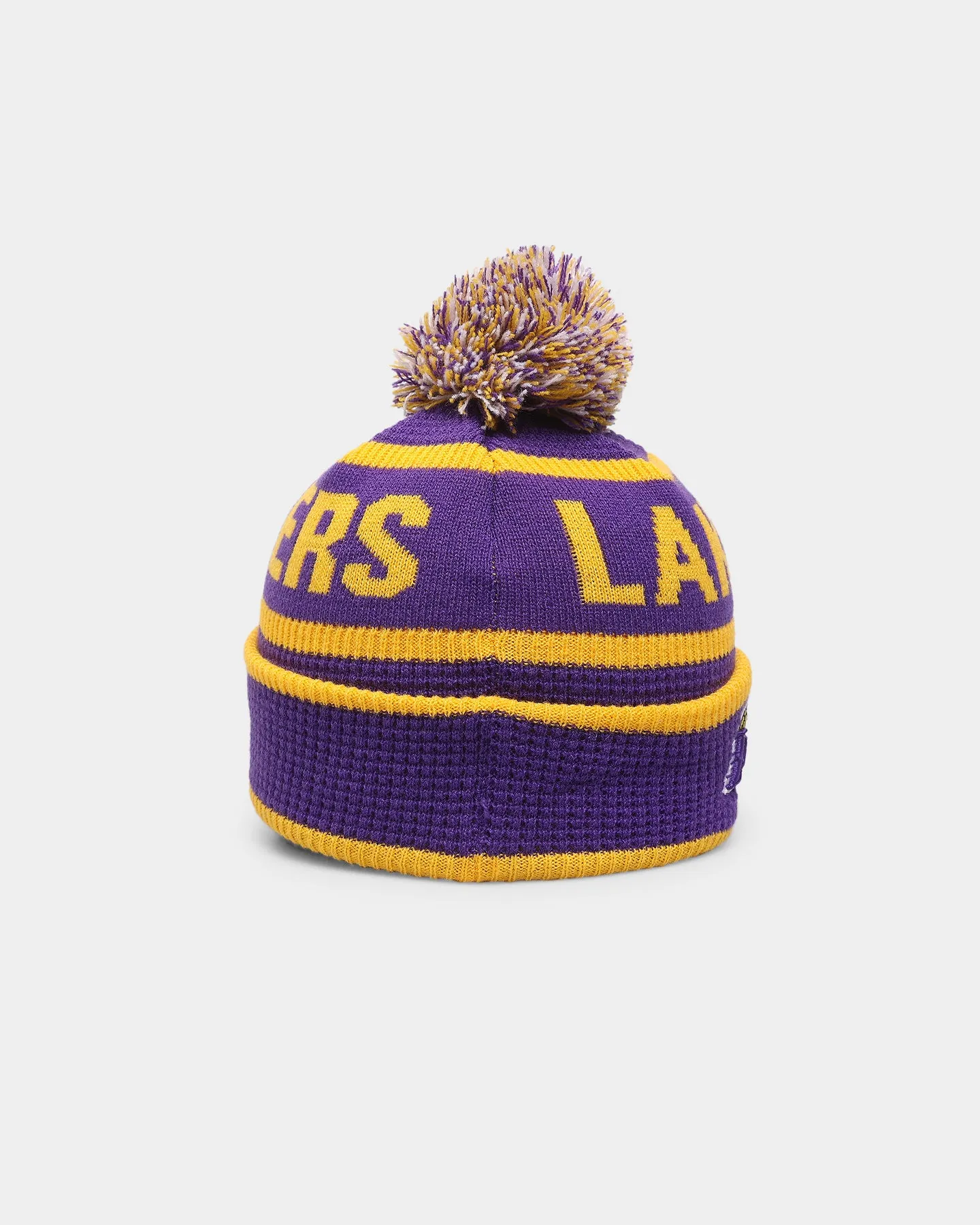 New Era Kids' Los Angeles Lakers Pom Waffle Knit Beanie Original Team Colours