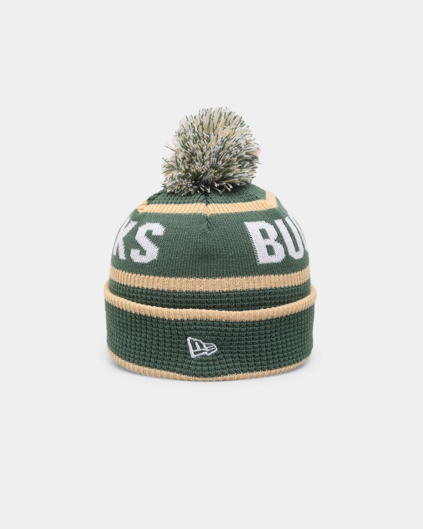 New Era Kids' Milwaukee Bucks Pom Waffle Knit Beanie Original Team Colours