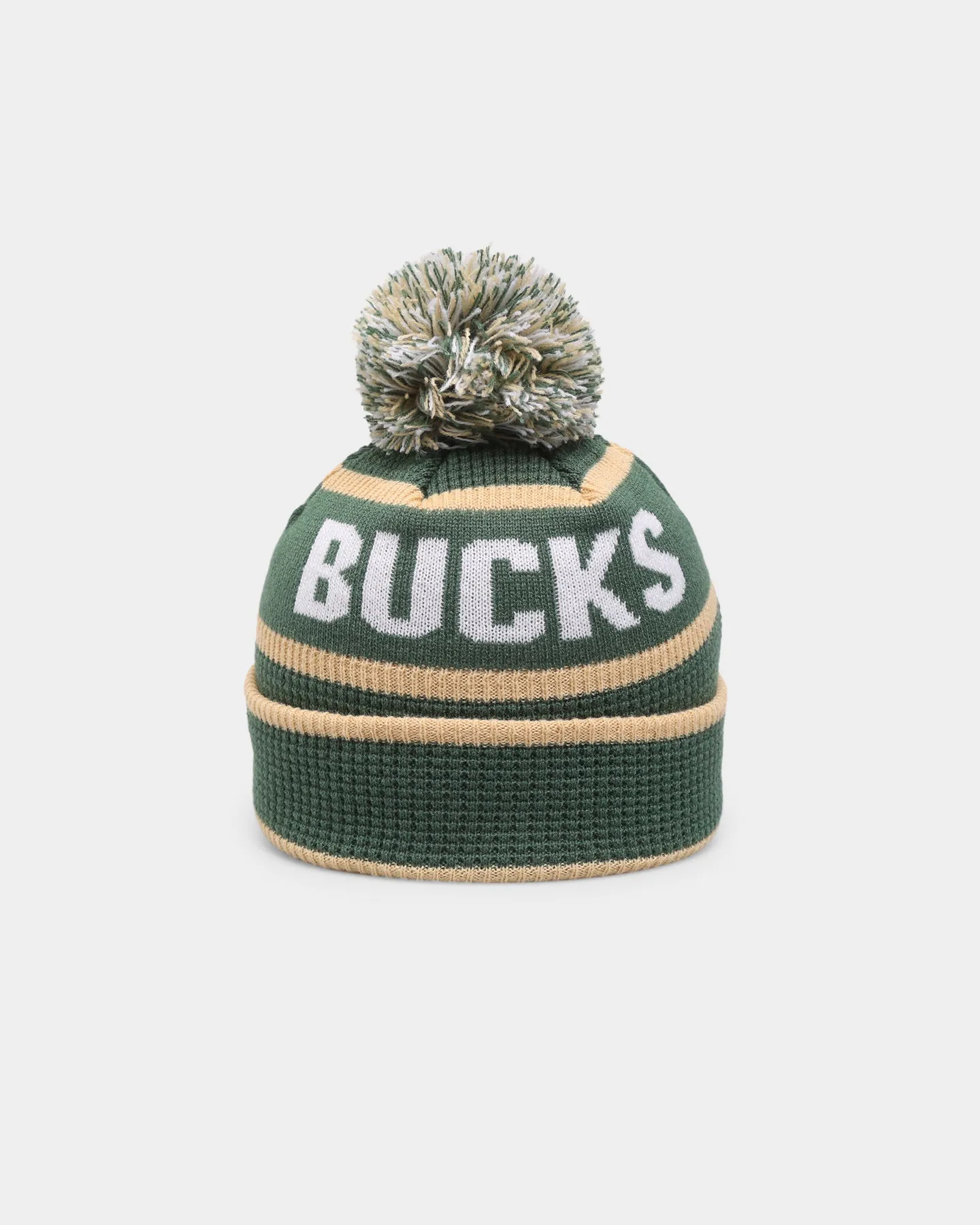 New Era Kids' Milwaukee Bucks Pom Waffle Knit Beanie Original Team Colours