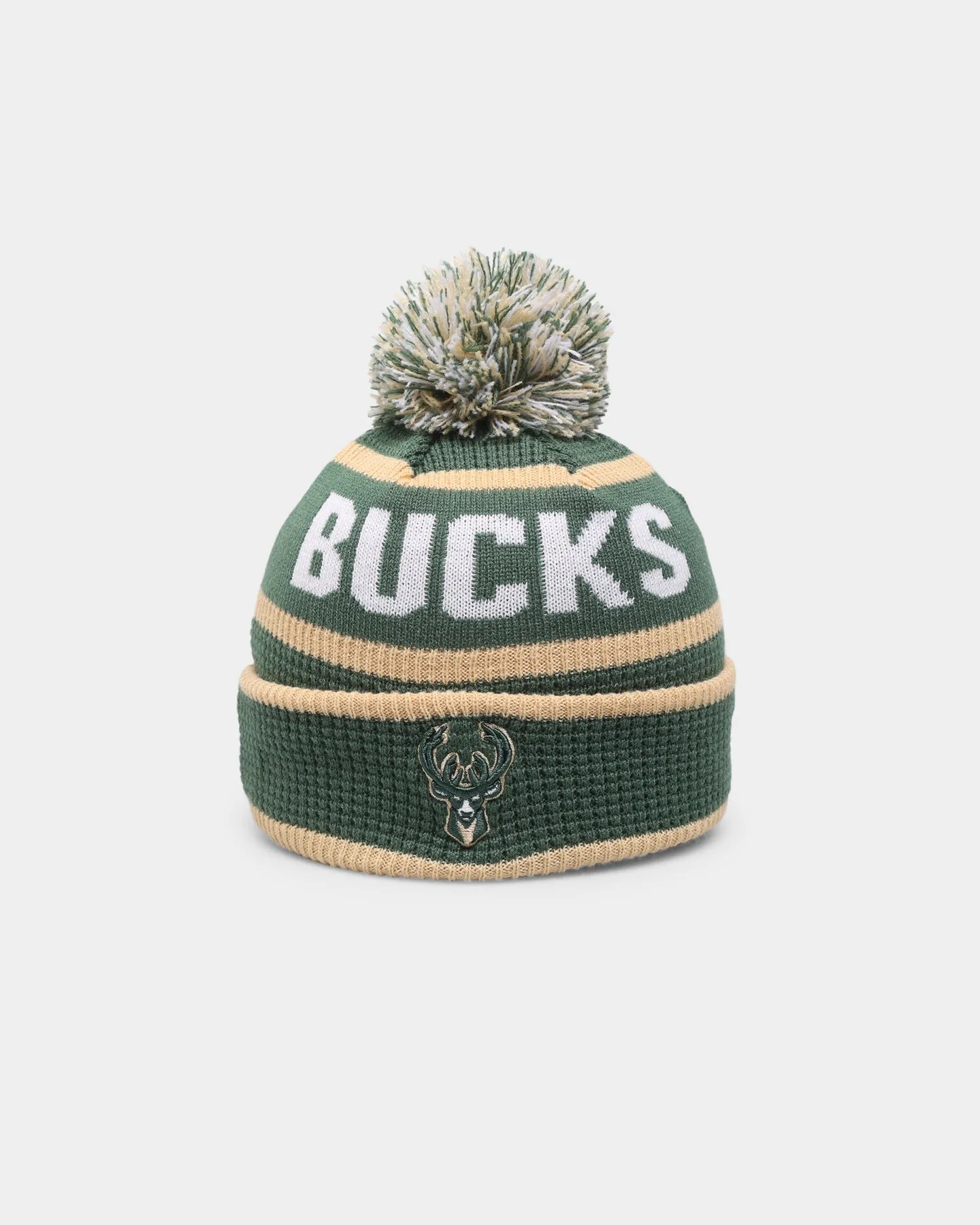 New Era Kids' Milwaukee Bucks Pom Waffle Knit Beanie Original Team Colours