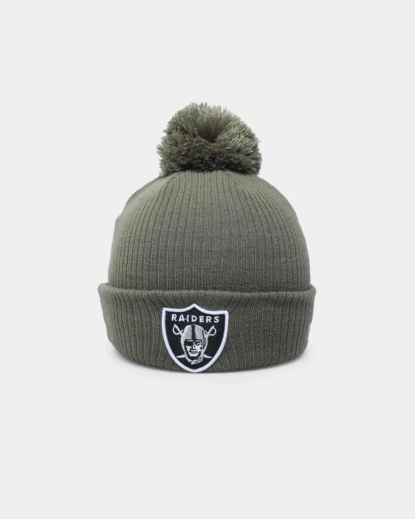 New Era Las Vegas Raiders Pom Knit Beanie Olive