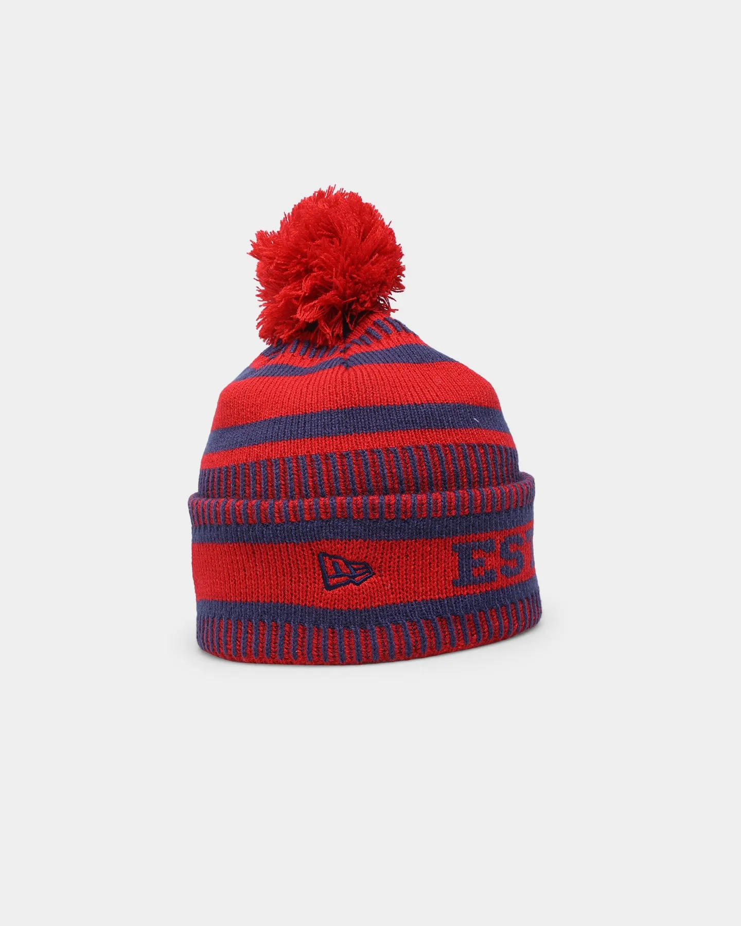 New Era Melbourne Demons AFL Opening Bounce 2022 EST Pom Wordmark Beanie Navy