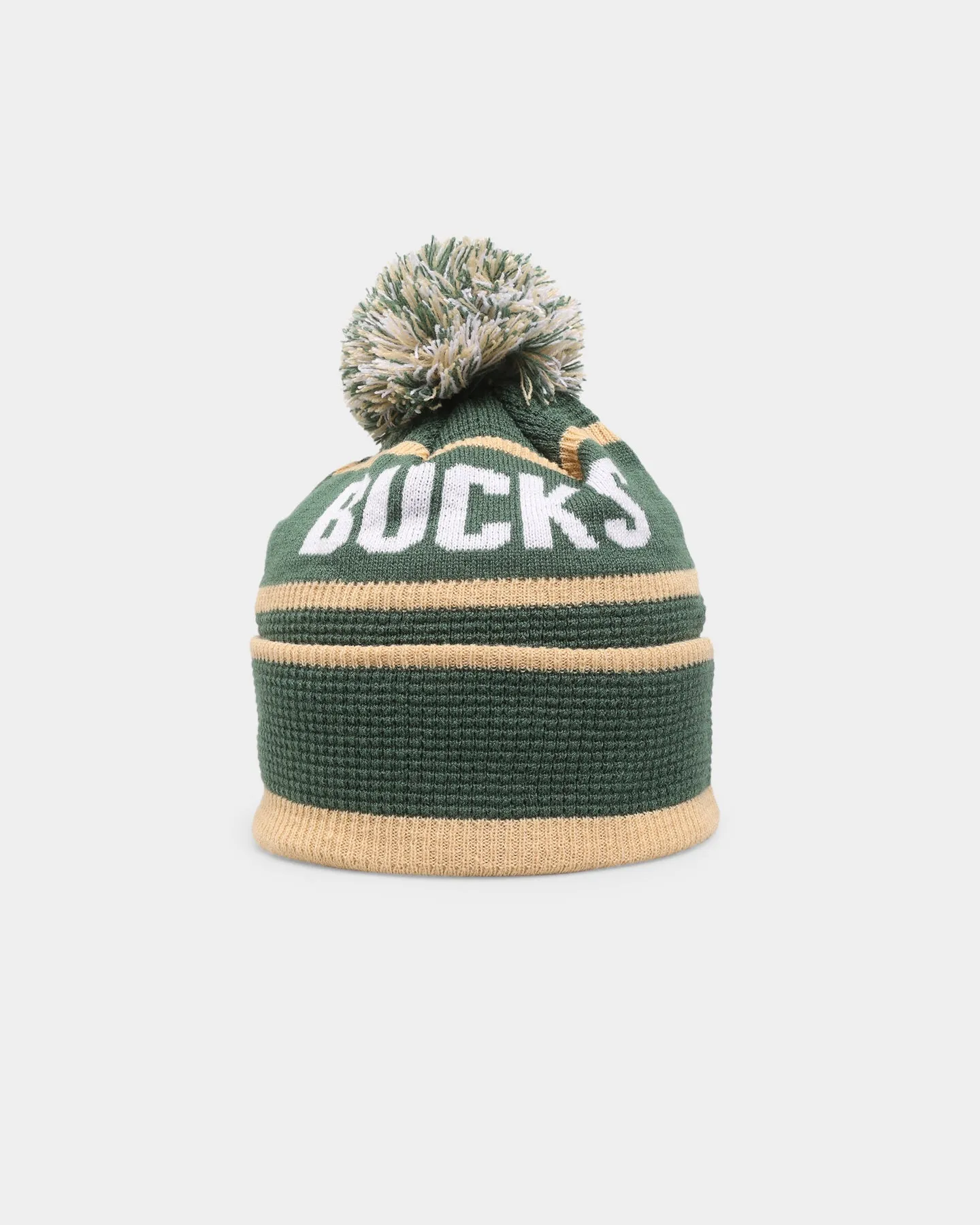 New Era Milwaukee Bucks Pom Waffle Knit Beanie Original Team Colours