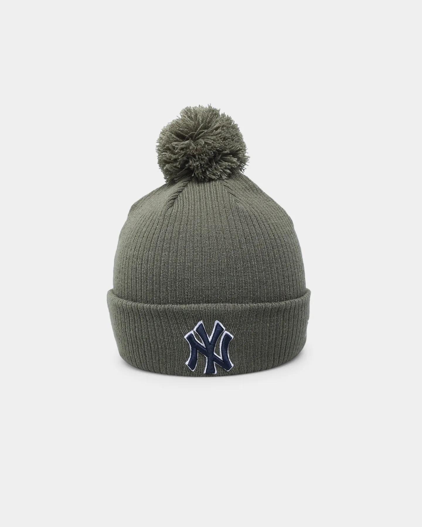 New Era New York Yankees Pom Knit Beanie Olive