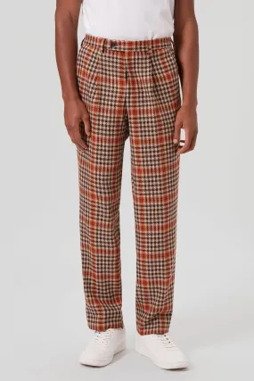 Pires Oversized Beige Check Trousers - ARCHIVE