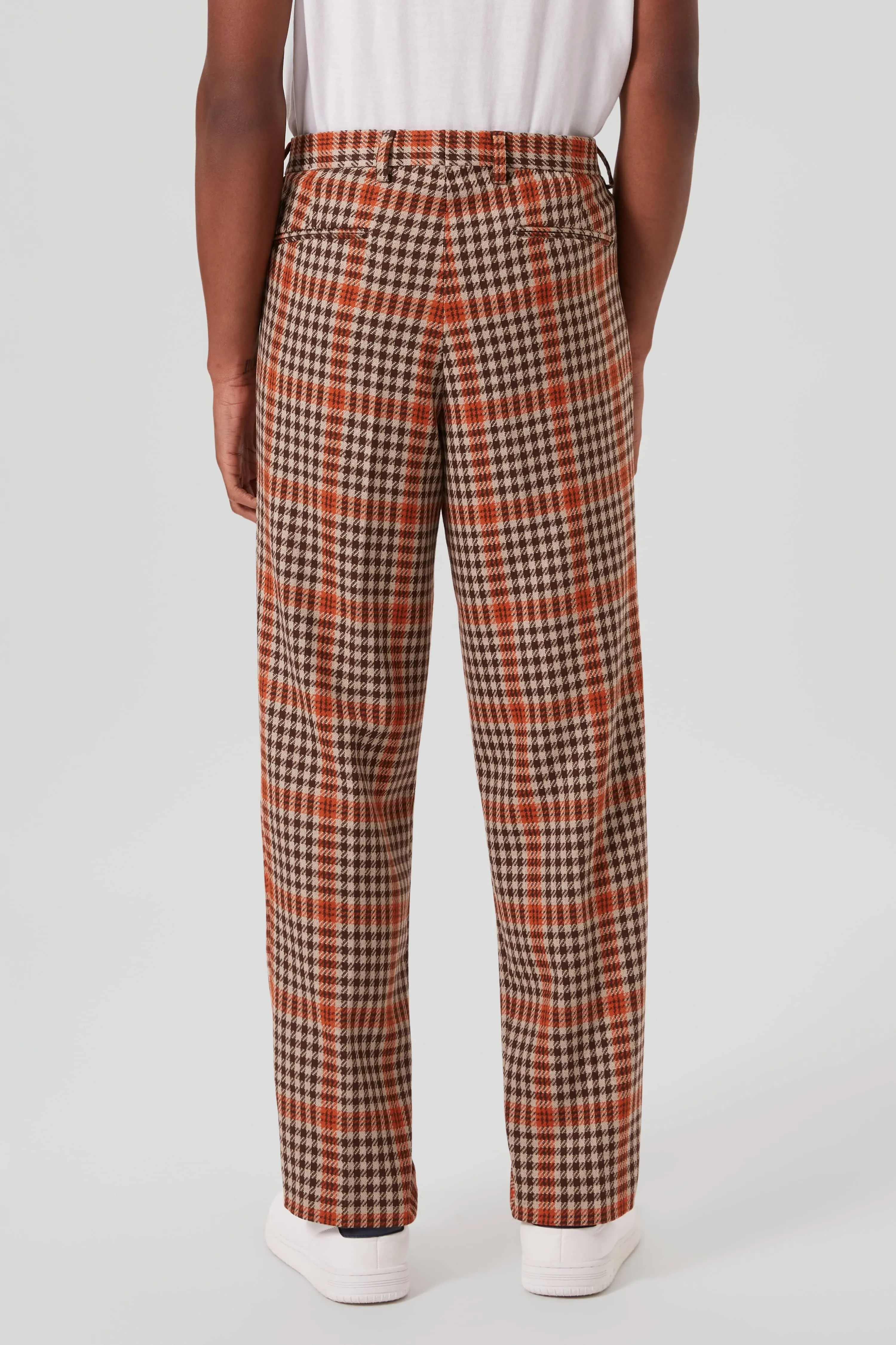 Pires Oversized Beige Check Trousers - ARCHIVE