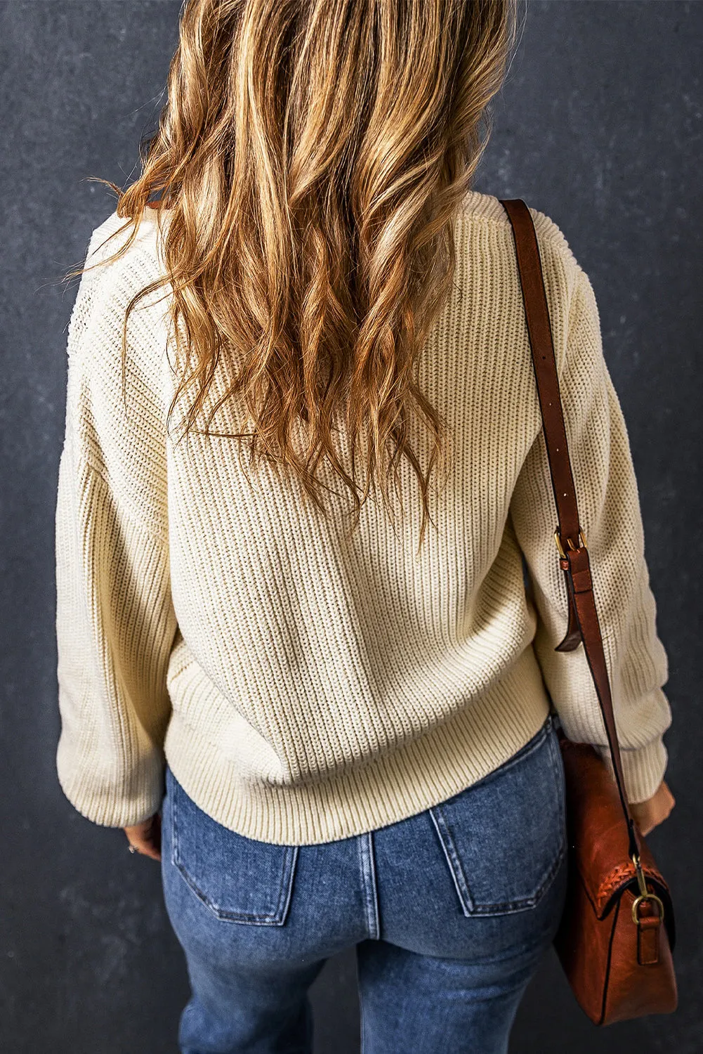 Plain Knitted Buttoned Cardigan