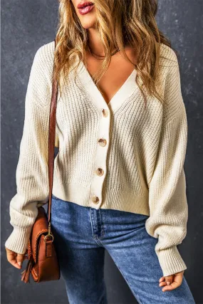 Plain Knitted Buttoned Cardigan