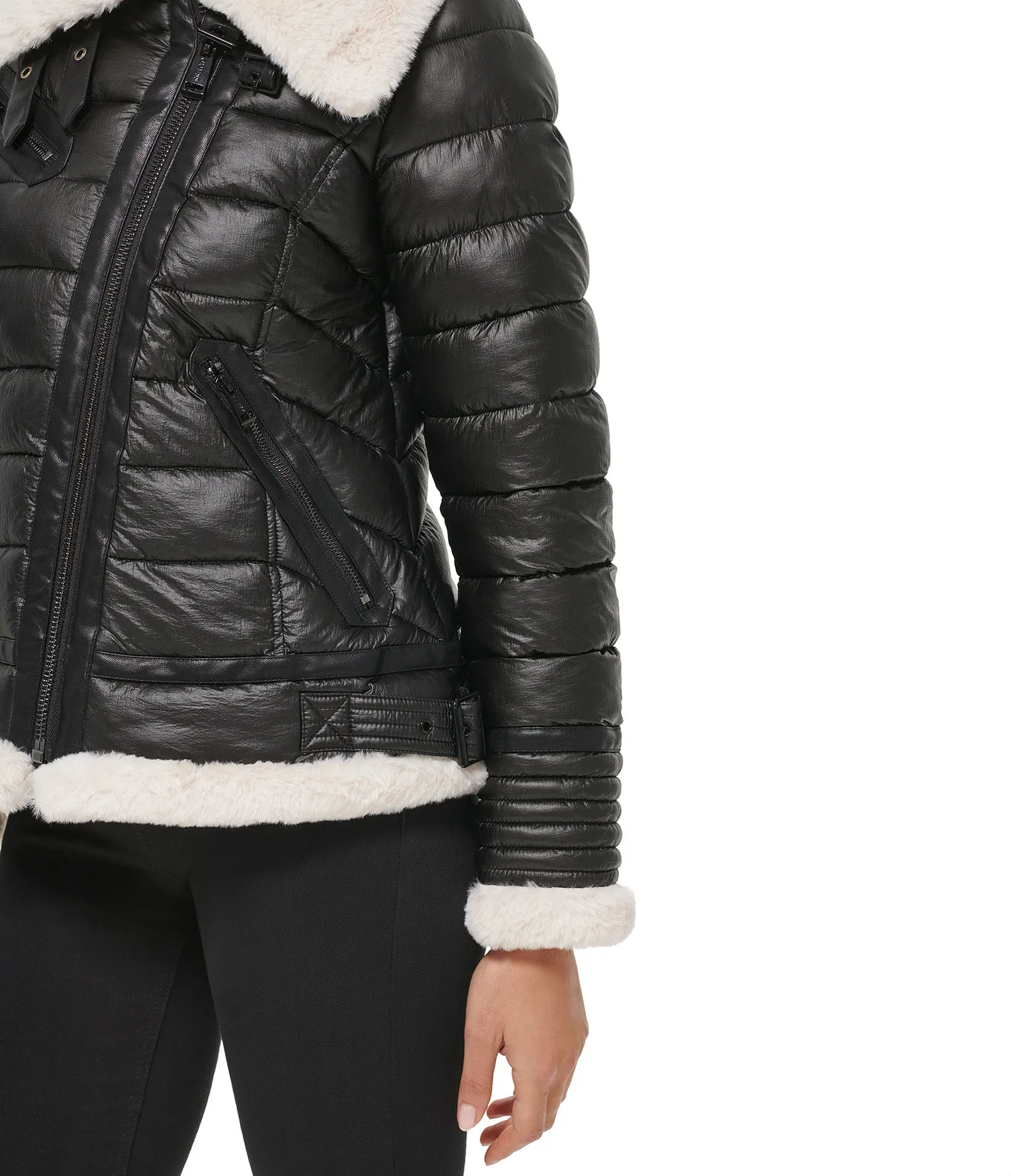 Puffer Jacket With Faux Fur Detail