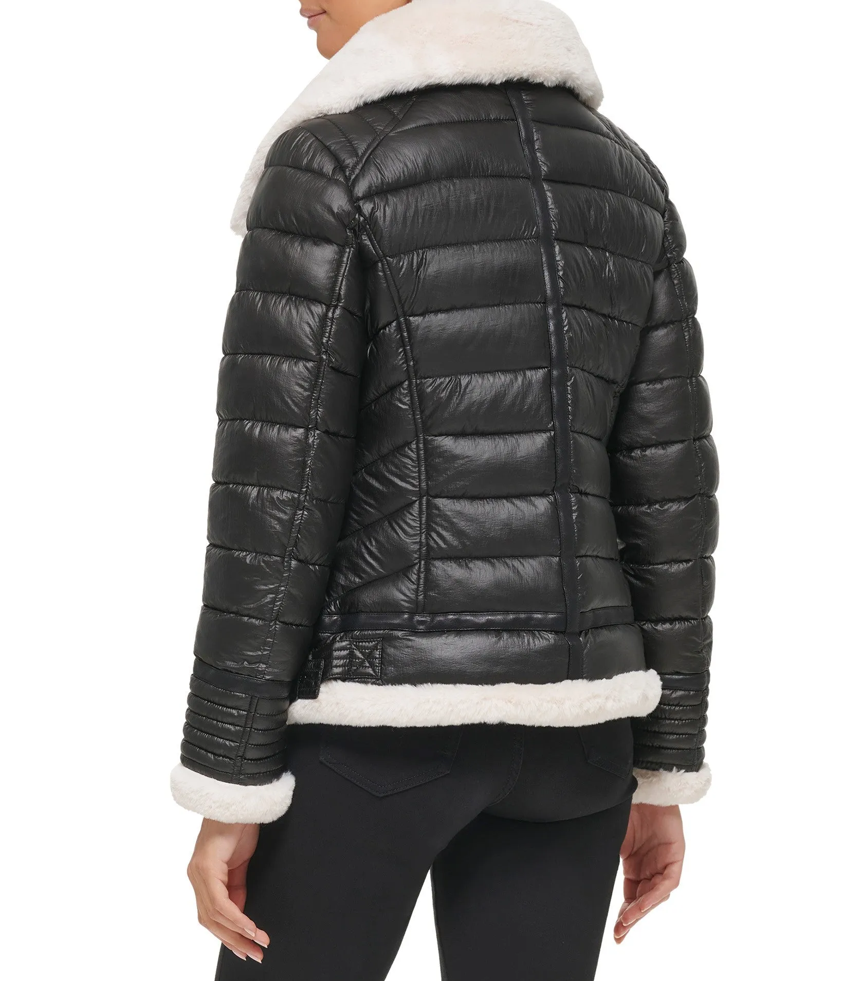 Puffer Jacket With Faux Fur Detail