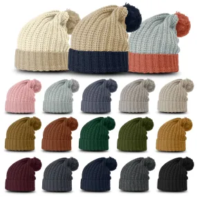 Richardson 143 Chunk Cable Beanie w/Cuff & Pom | Cozy Cable Knit Beanie - Min. 12 Beanies Per Order, Mix & Match