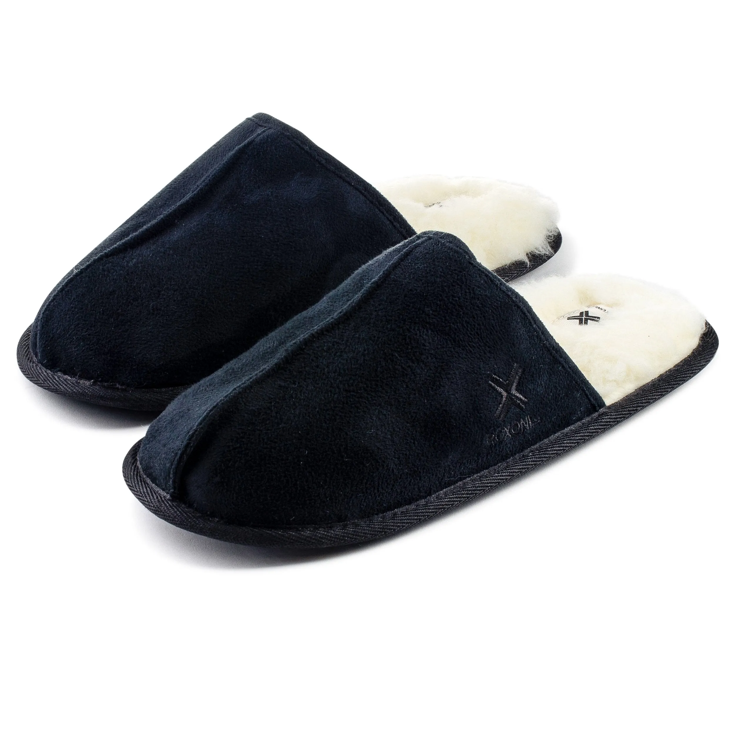 Roxoni Mens Suede Faux Sheepskin Lined House Slippers