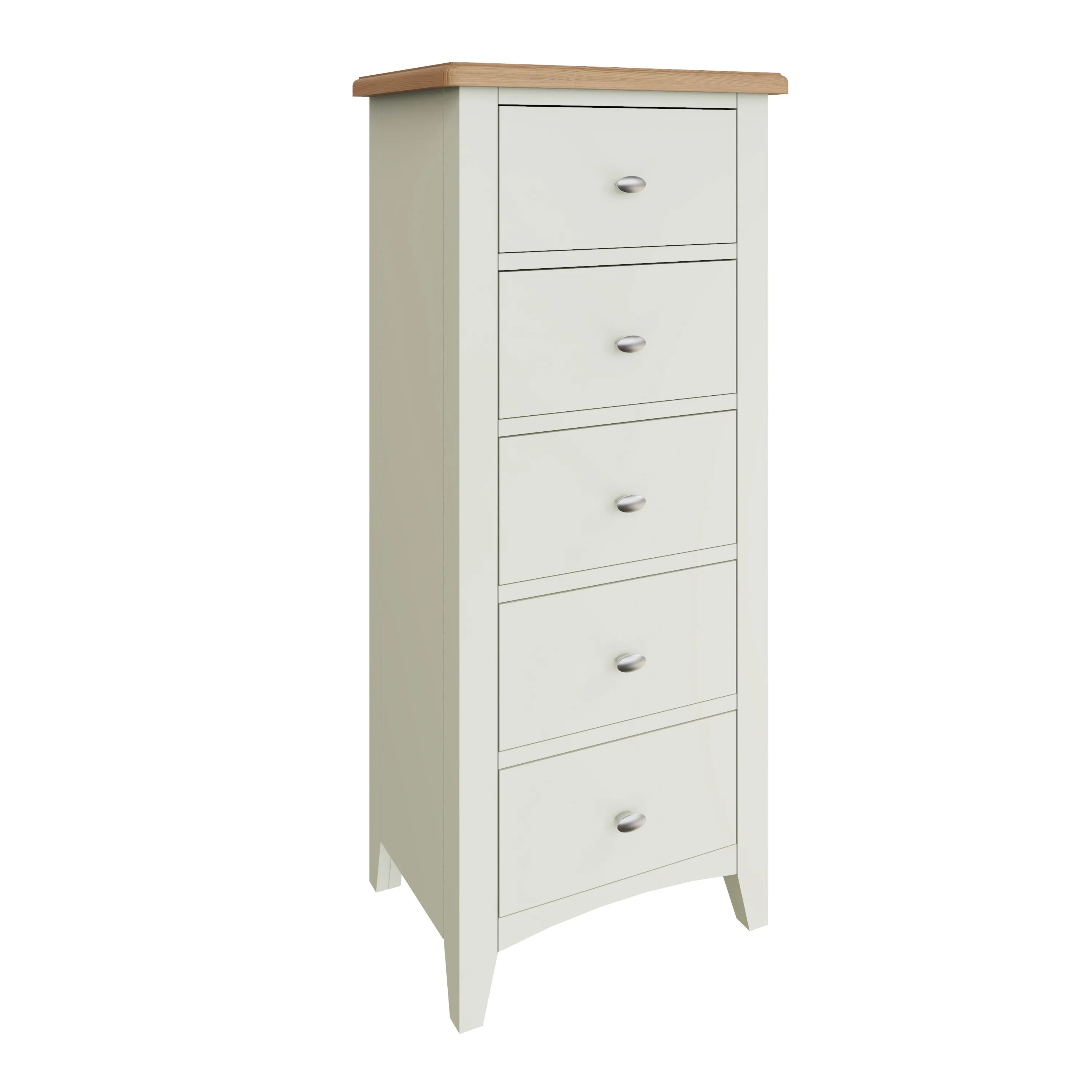 Salisbury Pure White Chest of 5 Drawers - Narrow 50 x 36 x 115 cm