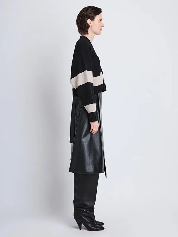 Sofia Cardigan In Black Striped Cashmere