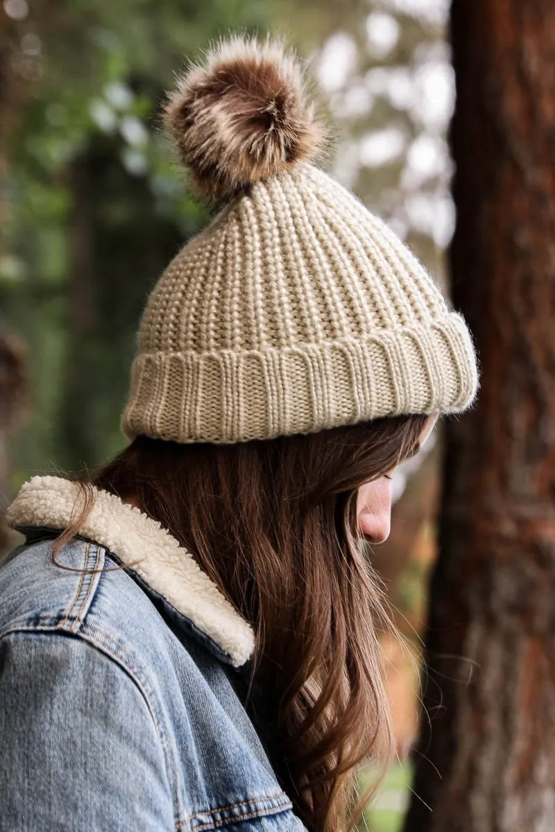 Soft Rib Knit Pom Beanie