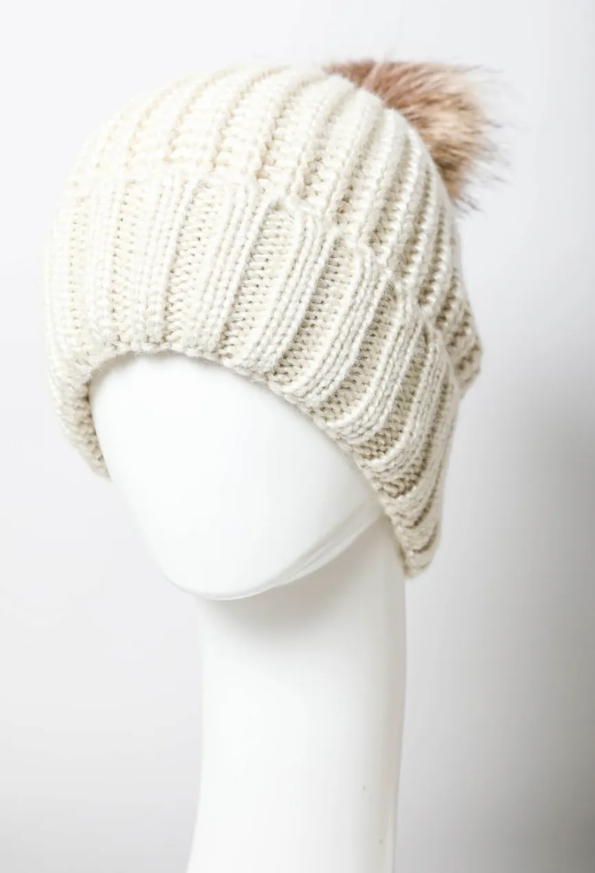 Soft Rib Knit Pom Beanie