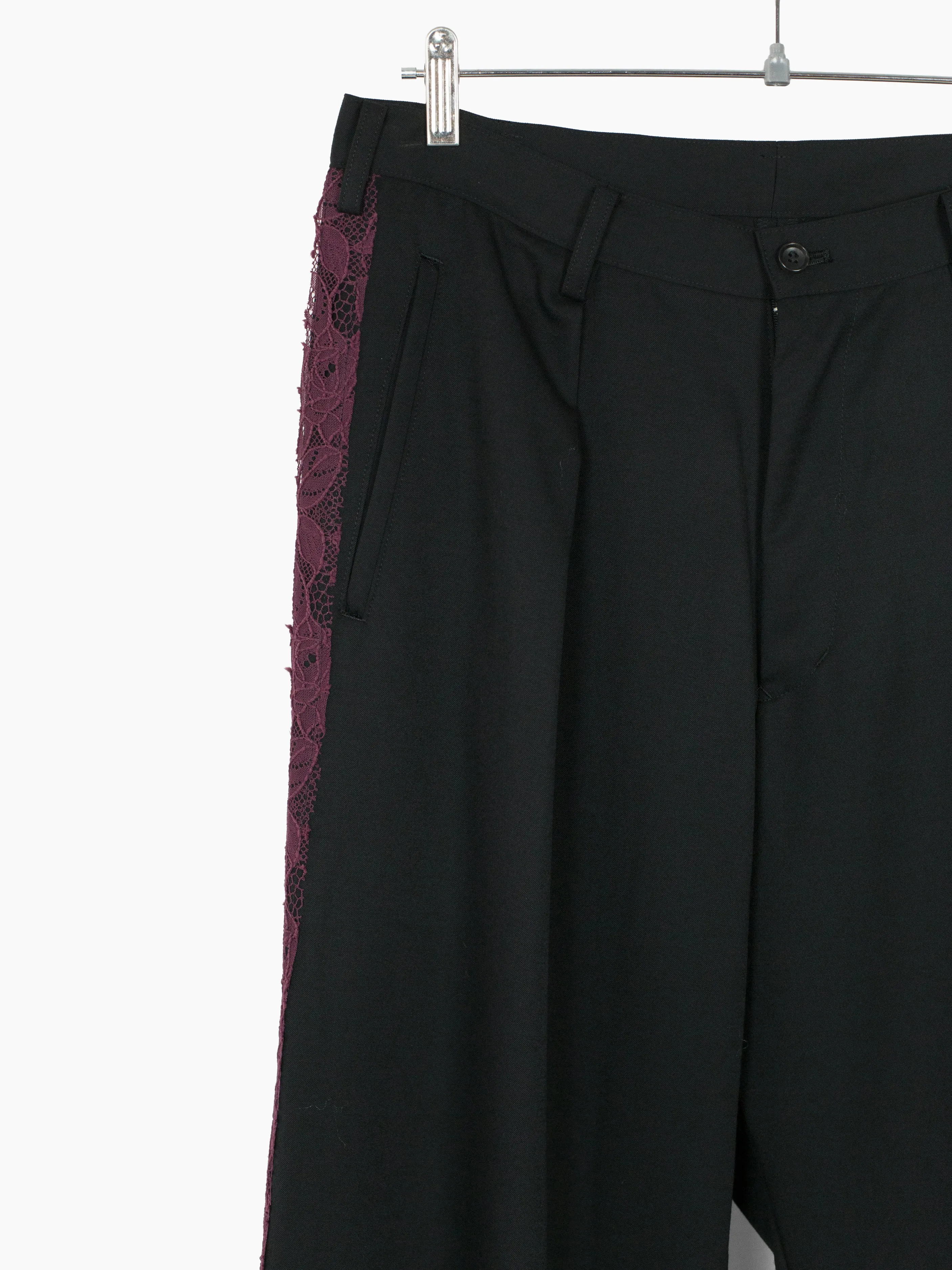 Sulvam AW24 Lace Trim Gabardine Wide Pants