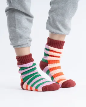 Verloop: Super Stripe Knit House Socks - Kelly/Lilac