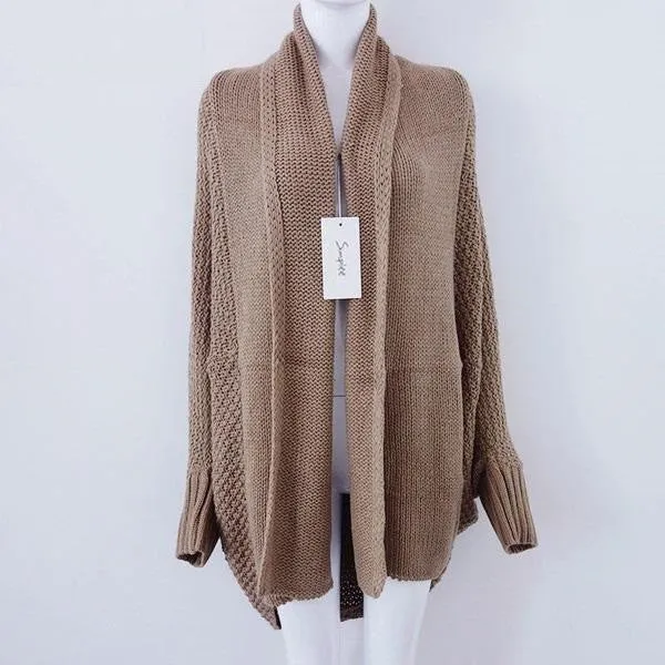 Warm Women's Solid Casual Cardigan Without Zipper