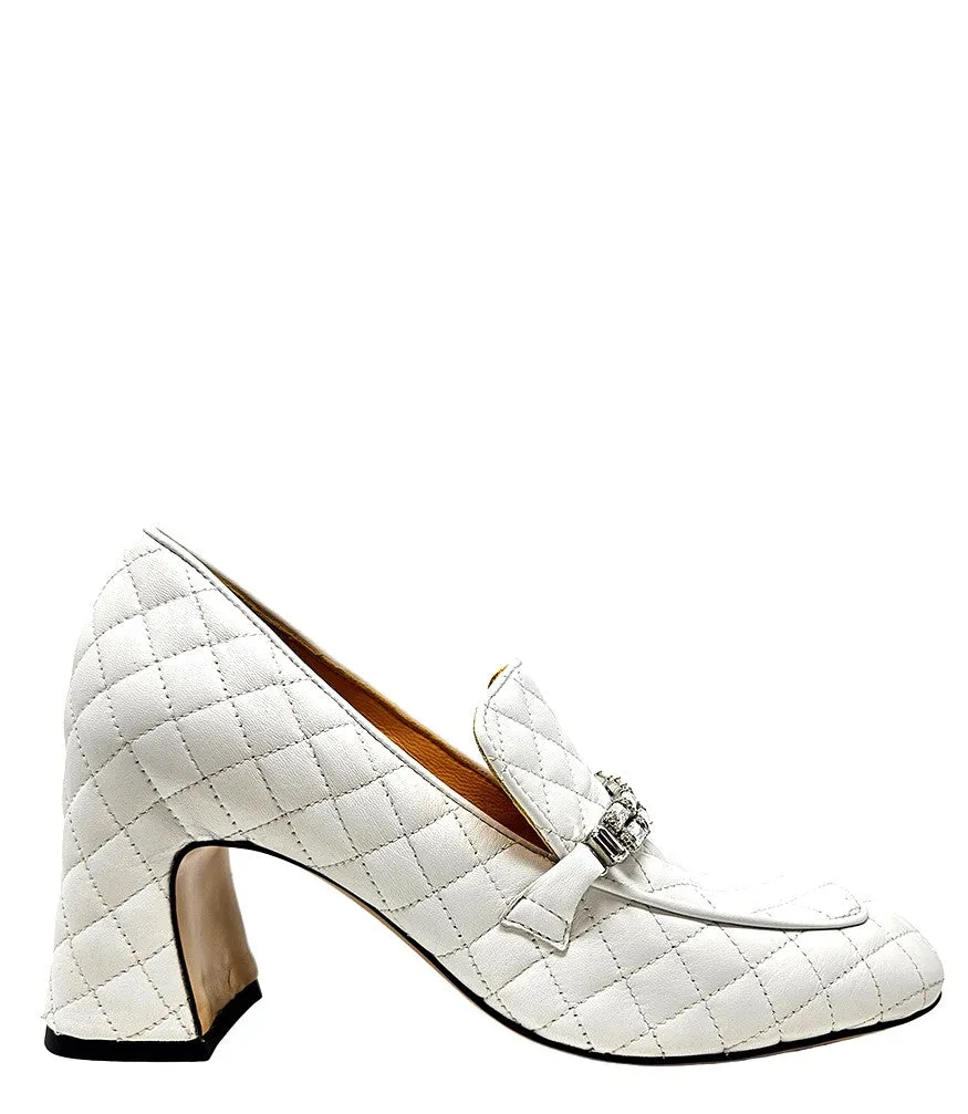 White Leather Quilted Loafer