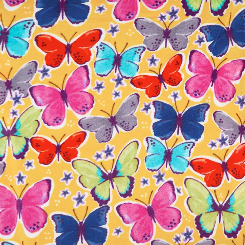 Winterfleece Prints - Butterflies Mustard Yardage