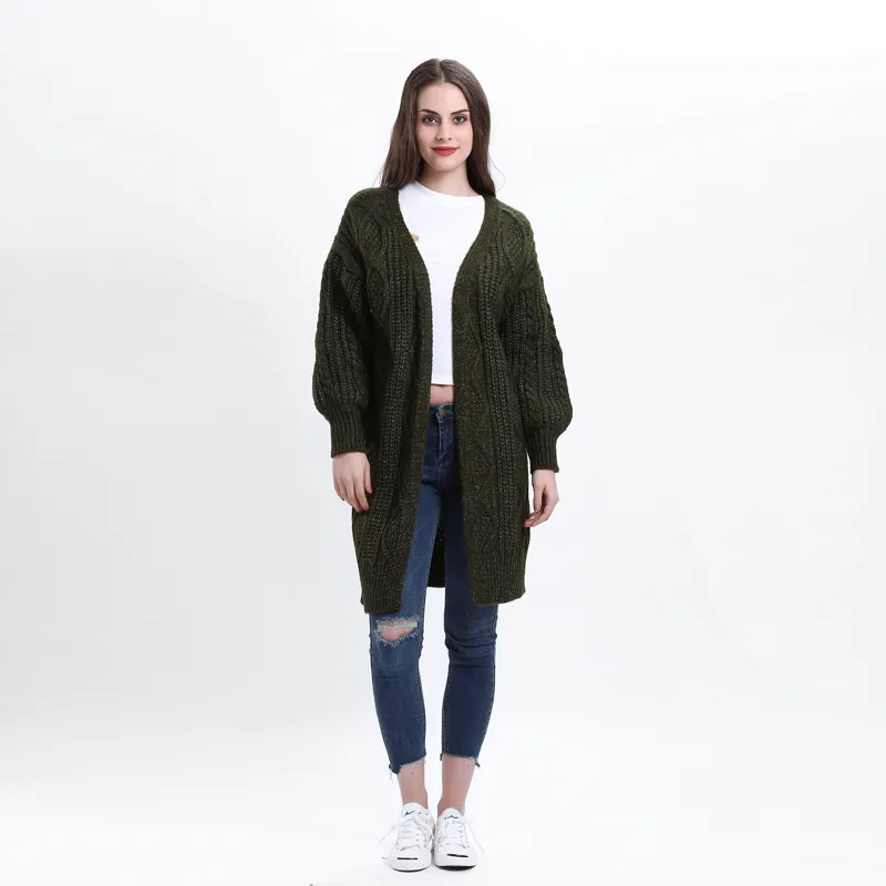 Women's Autumn/Winter Casual Knitted V-Neck Long Cardigan