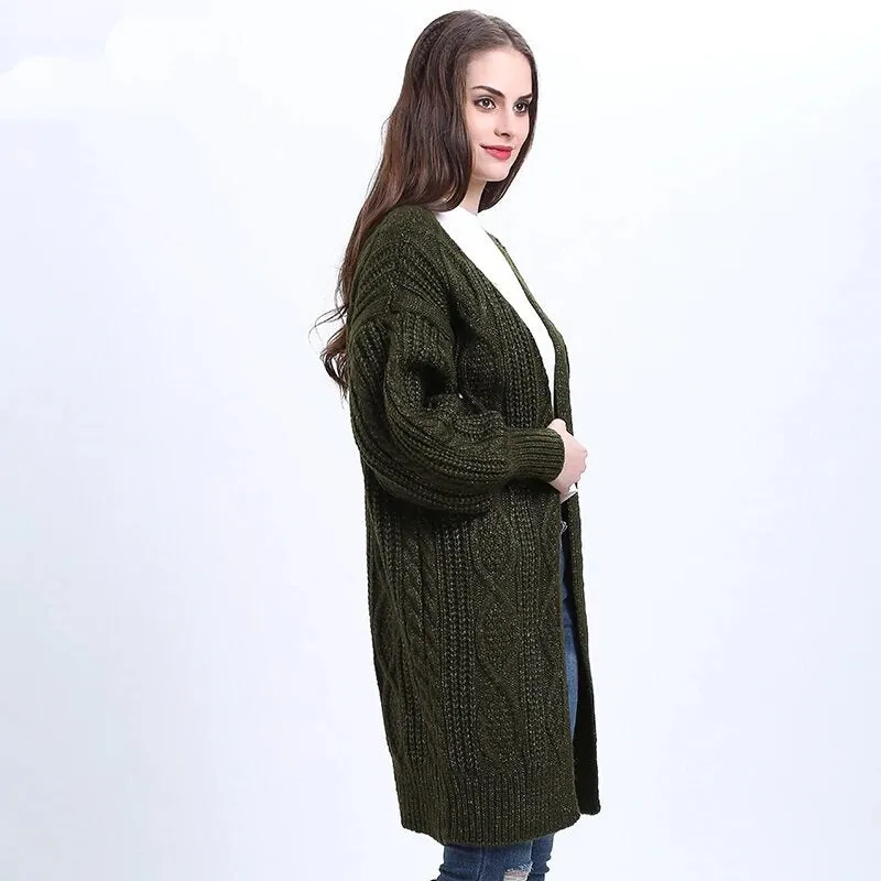 Women's Autumn/Winter Casual Knitted V-Neck Long Cardigan