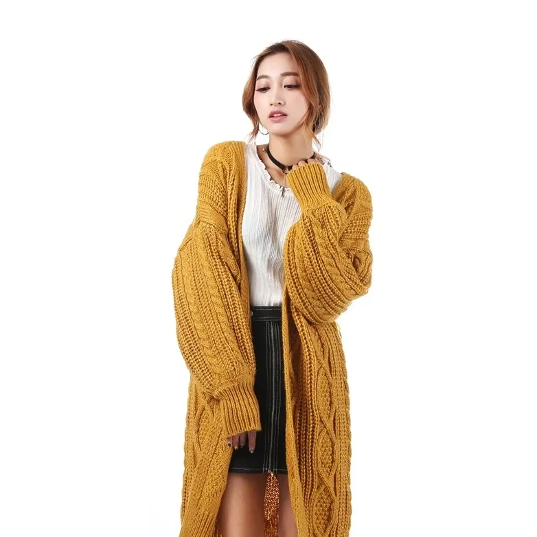 Women's Autumn/Winter Casual Knitted V-Neck Long Cardigan