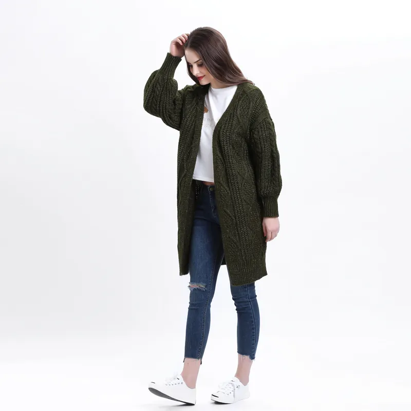 Women's Autumn/Winter Casual Knitted V-Neck Long Cardigan