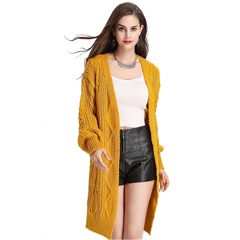 Women's Autumn/Winter Casual Knitted V-Neck Long Cardigan