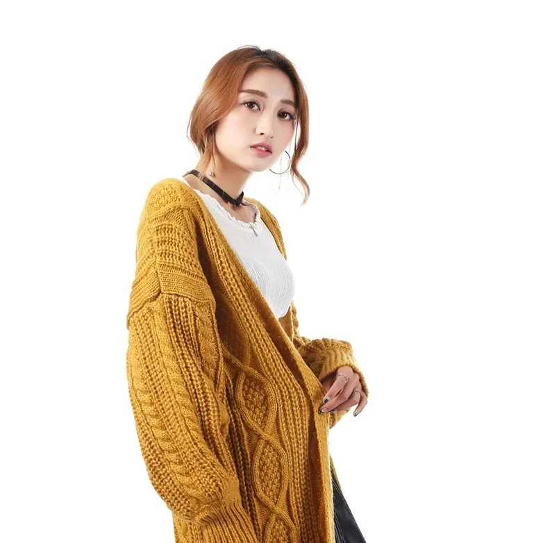 Women's Autumn/Winter Casual Knitted V-Neck Long Cardigan