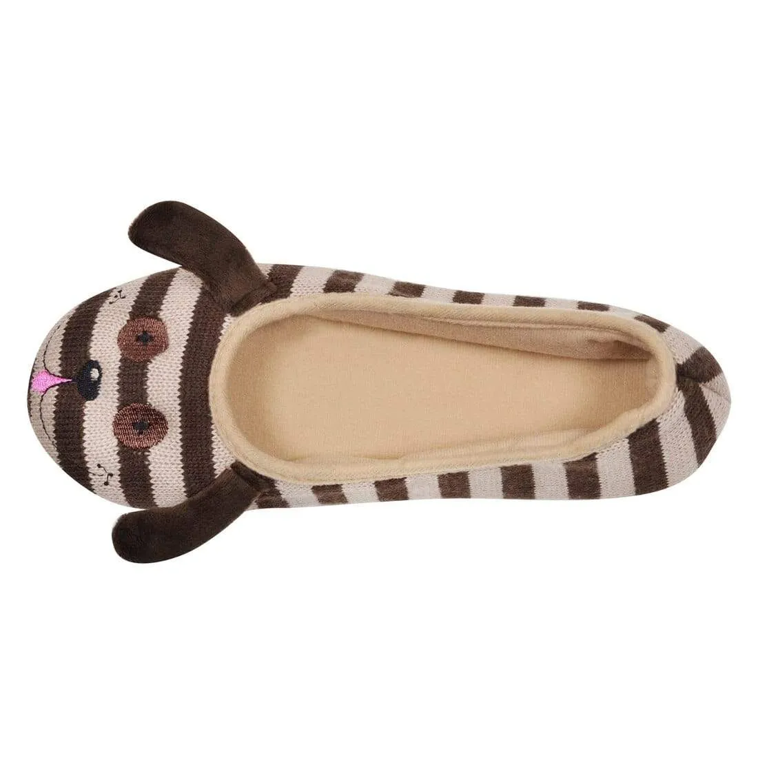 Womens Novelty Puppy Dog Ballet Slippers Non-Slip Sole