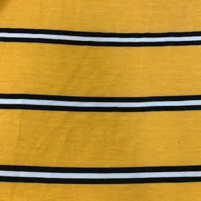 Yellow Gold/Black Stripe Double Brushed French Terry Knit Fabric