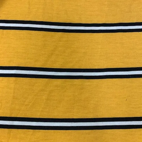 Yellow Gold/Black Stripe Double Brushed French Terry Knit Fabric